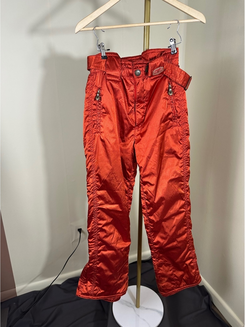 Vintage IMEGI Austria Ski Pants EU 40 Approx. US L Shiny Dark Orange Snow Pants